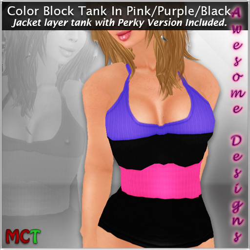 *Awesome Designs Color Block Tank In Pink/Black