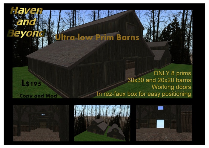 8 Prim Haven Ultra Low Prim Barns v3.0