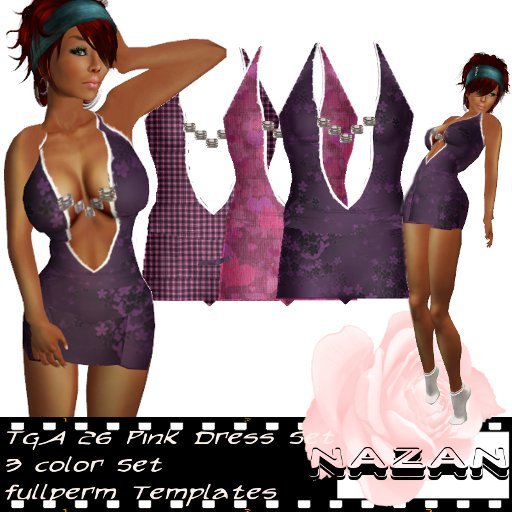 .::NN::. (TGA 26) NN Pink Dress Set Template TGA Set (fullperm)