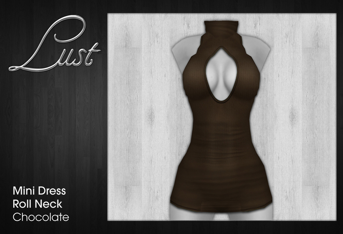Lust - Chocolate - Mini Dress Roll Neck