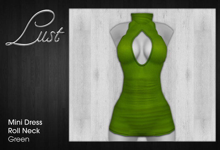 Lust - Green - Mini Dress Roll Neck