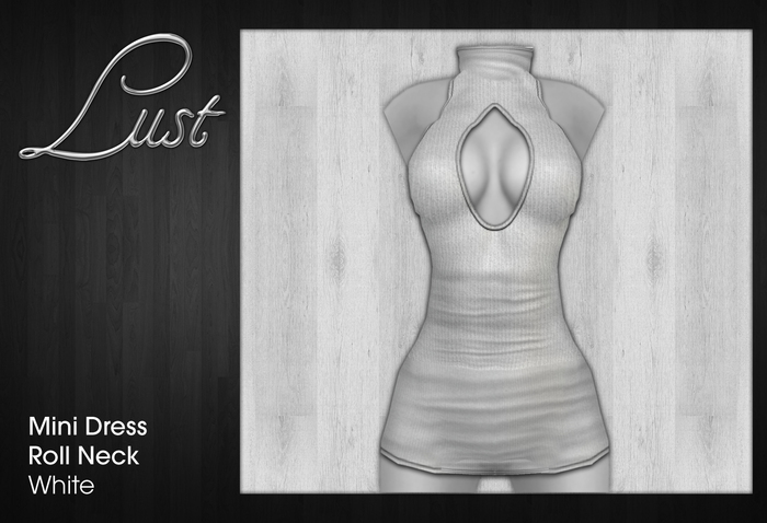 Lust - White - Mini Dress Roll Neck