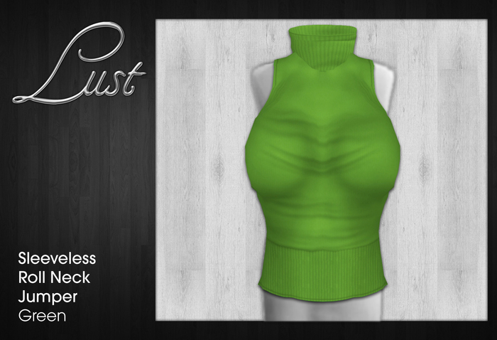 Lust - Green - Sleeveless Roll Neck Sweater