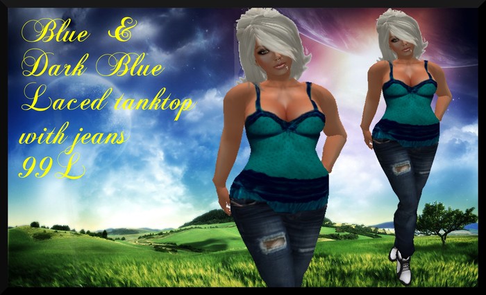 Blue Laced tank &Jeans 