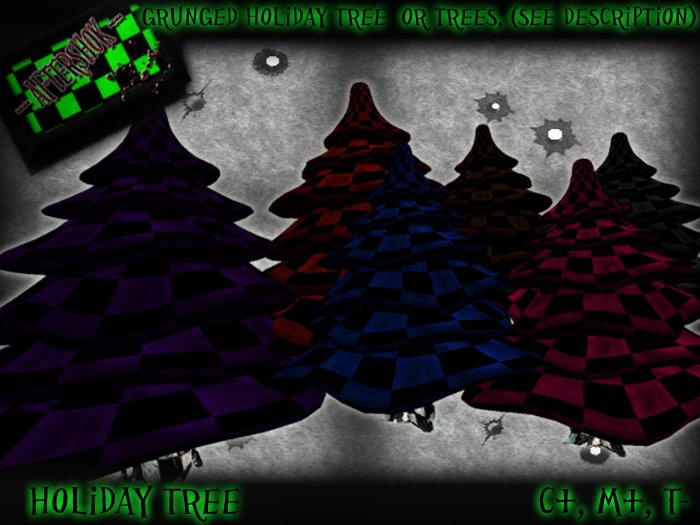 Funky Grunge holiday tree, PURPLE checkerboard