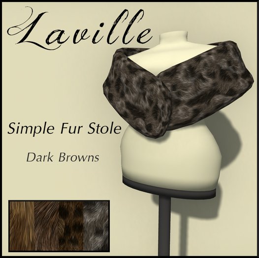 ! Laville ! Simple Fur Stole - Dark Browns