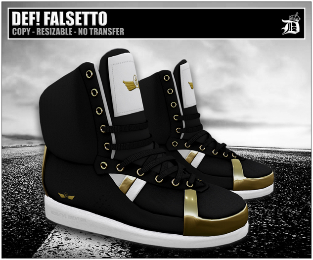 DEF! Unisex Sneakers / Falsetto / Black & Gold