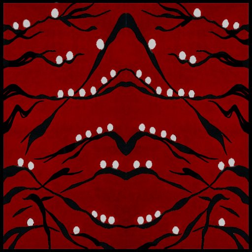 Asian rug- Branches red