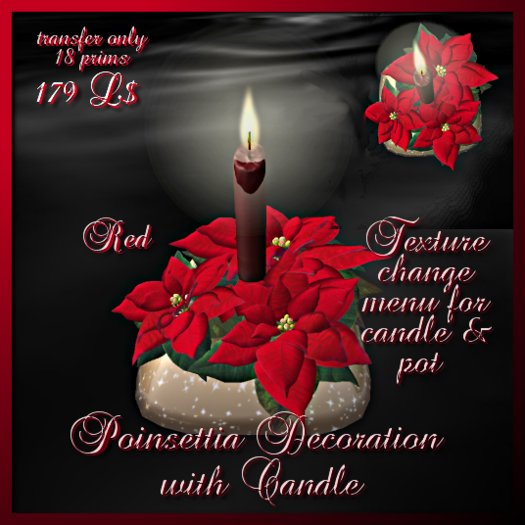 Roses by Res- Red Poinsettia Candle Decoration Square (giftbox)