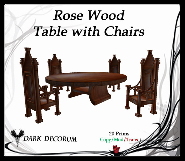 Rose Wood Table with Chairs 