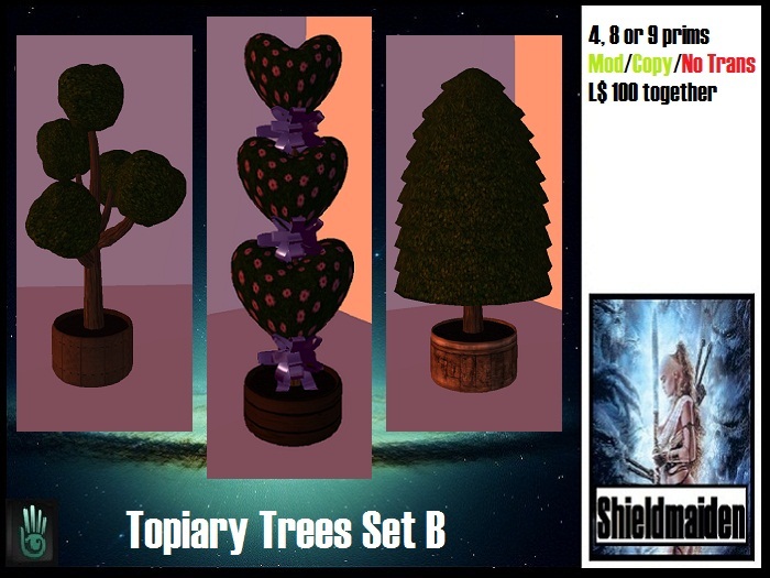 Set of 3 Topiary Trees in planters (Set B)