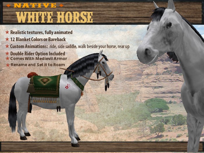 Native Native White w/ Black Mane Horse