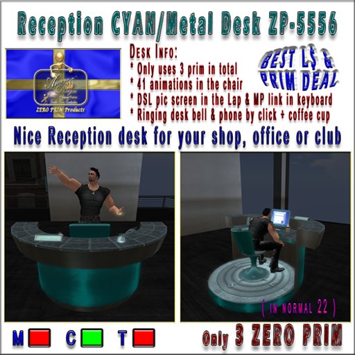 Modern Reception desk C Cyan ZP-5556