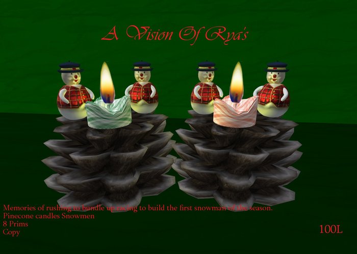 A Vision Of Rya's/Pinecone Candles/Snowmen Green/Red/Boxed