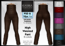 Karma Template - PSD & TGA - High Waisted Pant - 8 Colors - High detailled Texture 1024 px