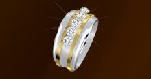 Troymart Silver Gold Diamond Empress  Right Hand Ring  - Gem Color Change
