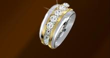 Troymart Silver Gold Diamond Filigree Empress  Right Hand Ring  - Gem Color Change