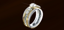 Troymart Silver Gold Diamond Filigree Grand Empress  Right Hand Ring  - Gem Color Change