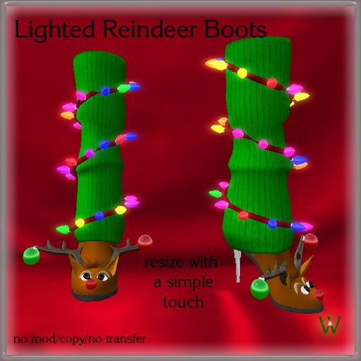 ~WC~ Lighted Reindeer Boots Green