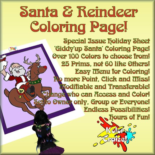 Giddy'up Santa Coloring Page! - New Lower Price!