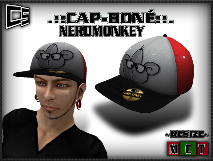(::: "NERDMONKEY"  WHITE/RED BONE CAP:::)