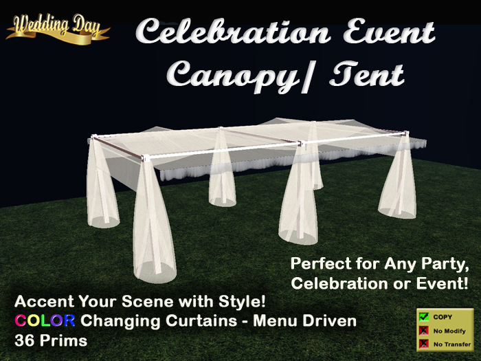 CELEBRATION EVENT CANOPY * With COLOR CHANGING  MENU *  Great Tent for a Wedding, Reception or REZ Day Party!