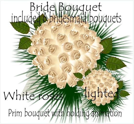 White Roses Brides Bouquet Lighted Incl. Bridesmaid