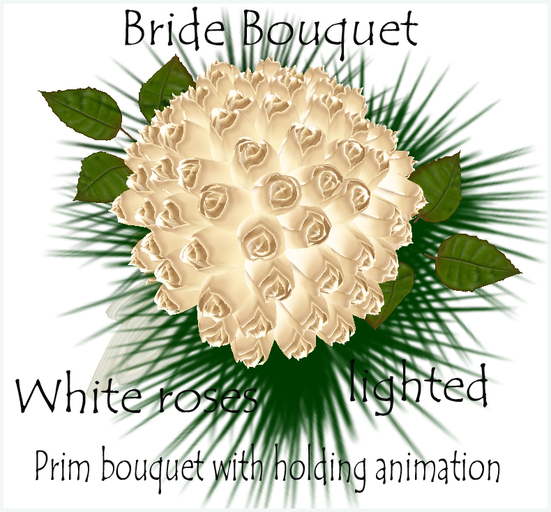 White Roses Brides Bouquet Lighted