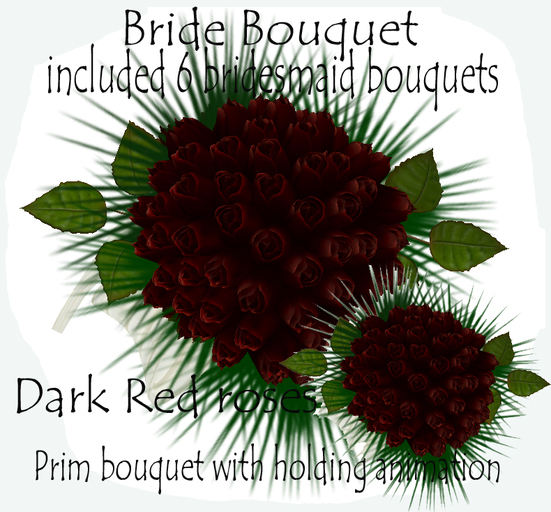 Dark Red Roses Brides Bouquet Incl Braidsmaid