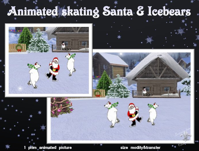Skating Santa&Icebears Animated picture MT