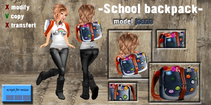 **KKPP** School backpack jeans