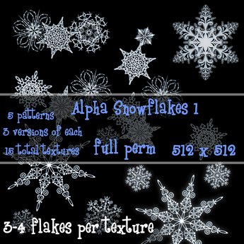 Alpha Pattern Snowflake Second Life Marketplace - Alpha Snowflakes 1 **Half Price**