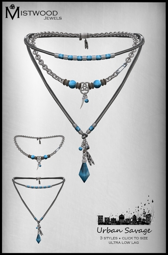[Mistwood Jewels] Urban Savage Unisex Necklace Aquamarine - 3 styles included
