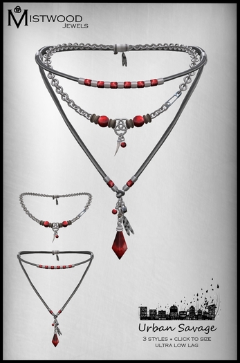 [Mistwood Jewels] Urban Savage Unisex Necklace Garnet - 3 styles included