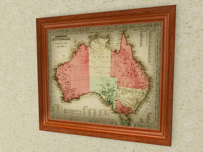 Map (with extra features): Johnson & Ward - Johnson's Australia (1864)
