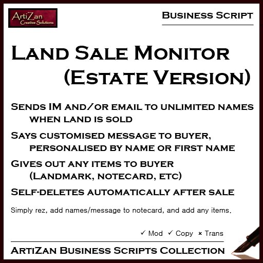 ArtiZan Business Script: Land Sale Monitor for Estates
