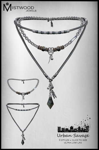 [Mistwood Jewels] Urban Savage Unisex Necklace Obsidian - 3 styles included 