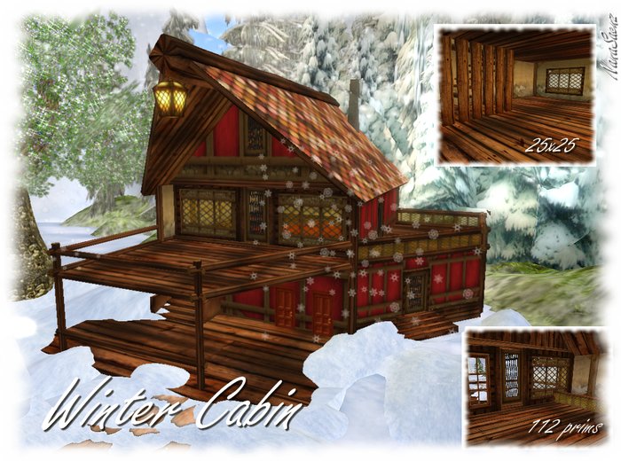 winter cabin red santa workshop