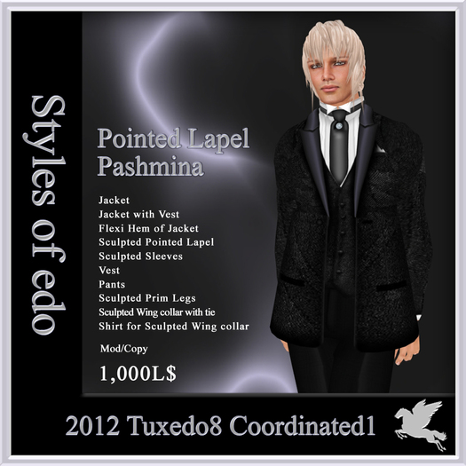 2012 Tuxedo1, Coordinated1, Styles of edo