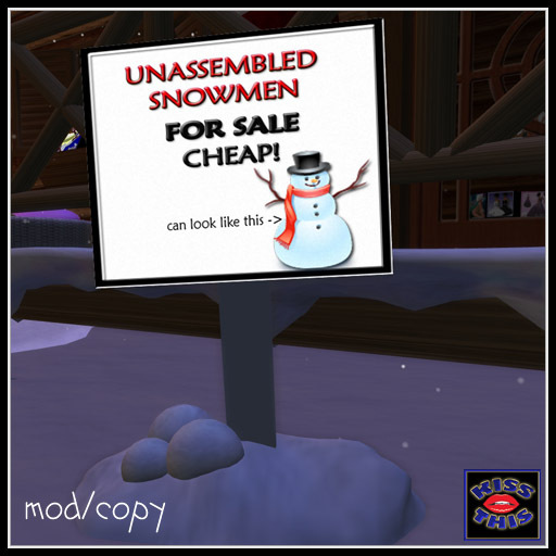 <Kiss This!> Unassembled Snowmen Sign