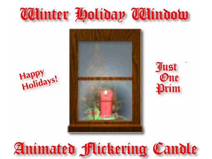 Winter Holidays Window With Flickering Candle 