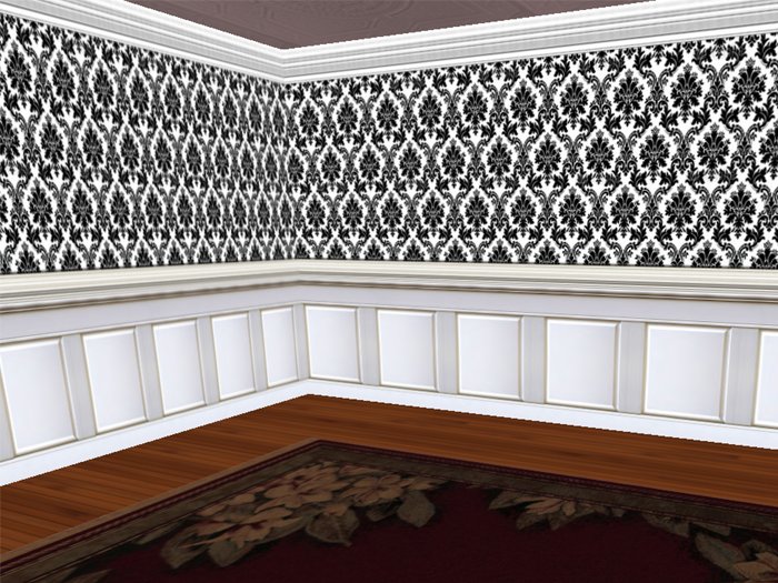Black & White Seamless Demask & Wainscoating 5 Texture Set Full Perms