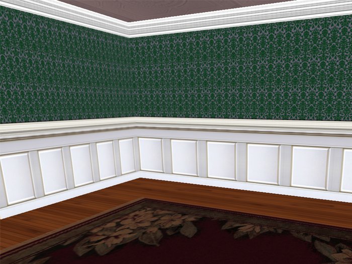 Forest Green Seamless Demask & Wainscoating 5 Texture Set Full Perms