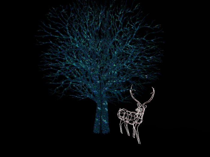 Blue Tree and Sparkle Deer