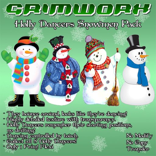 GRIMWORX Holly Dancers - Snowmen Pack, Christmas Decoration