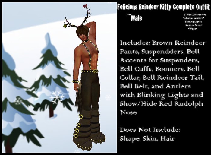 Felicious Reindeer Kitty Complete Outfit ~Male