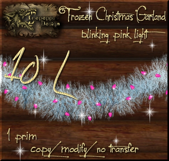 Gefrorene Weihnachtsgirlande mit rosa Lichtern