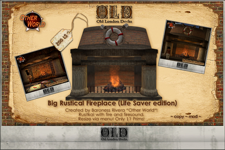 Second Life Marketplace - Big Rustical Fireplace (Life Saver Edition)