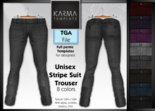 Karma Template - TGA - Unisex Stripe Suit Trouser - 8 Colors - High detailled Texture 1024 px