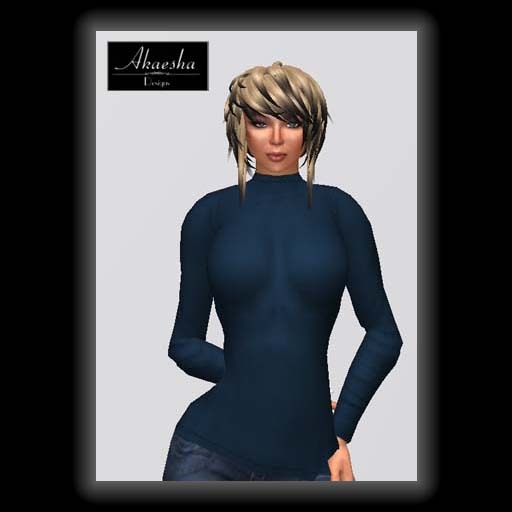 Akaesha's Ribbed Turtleneck Sweater - Blue W